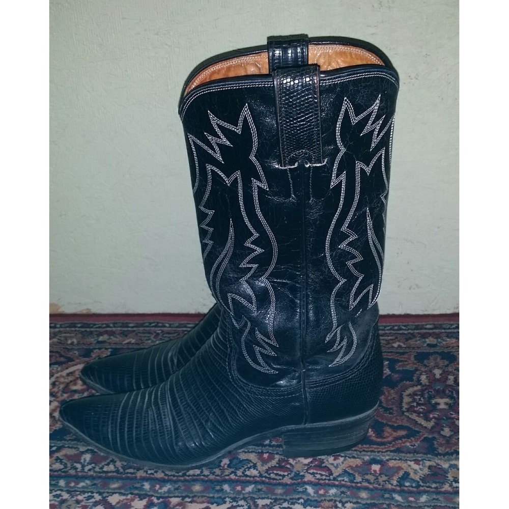 Justin Genuine Lizard Cowboy Western Boots 7 AA Hand Lasted Style V 1554